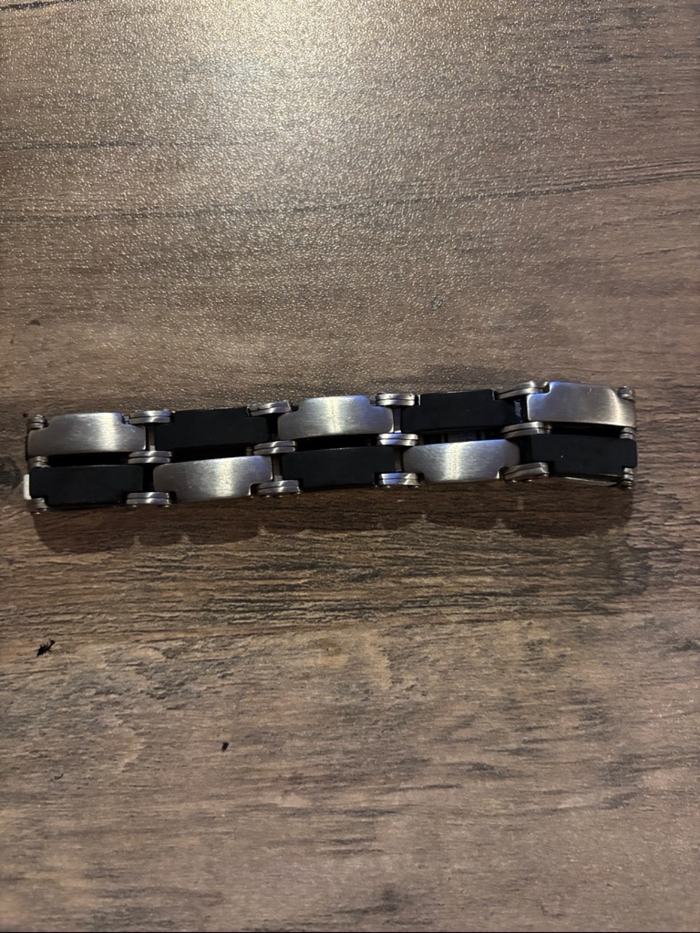 Men's Stainless Steel and Black Link Bracelet - Sleek Modern Style